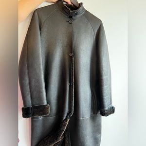 BURBERRY Women Winter Coat Shearling Leather Skin& Fur Made In Italy Size 8